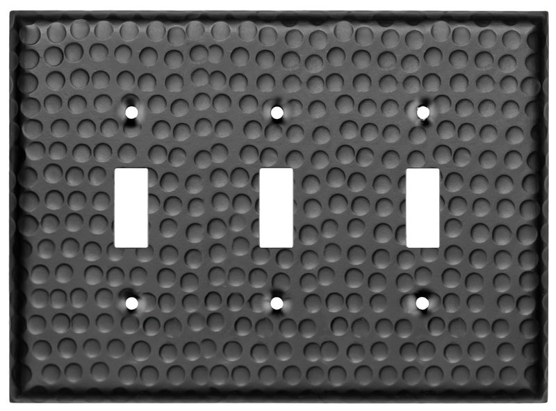 Monarch Abode Toggle Light Switch Cover Plate â€“ 3-Gang Matte Black Outlet Covers, Hand Hammered Decorative Outlet Cover Wall Plates, Light Switch Plate Covers for Electric Outlets, Pack of 1 - Image 1
